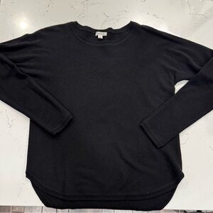 Garnet Hill Black Cashmere Neck Sweater